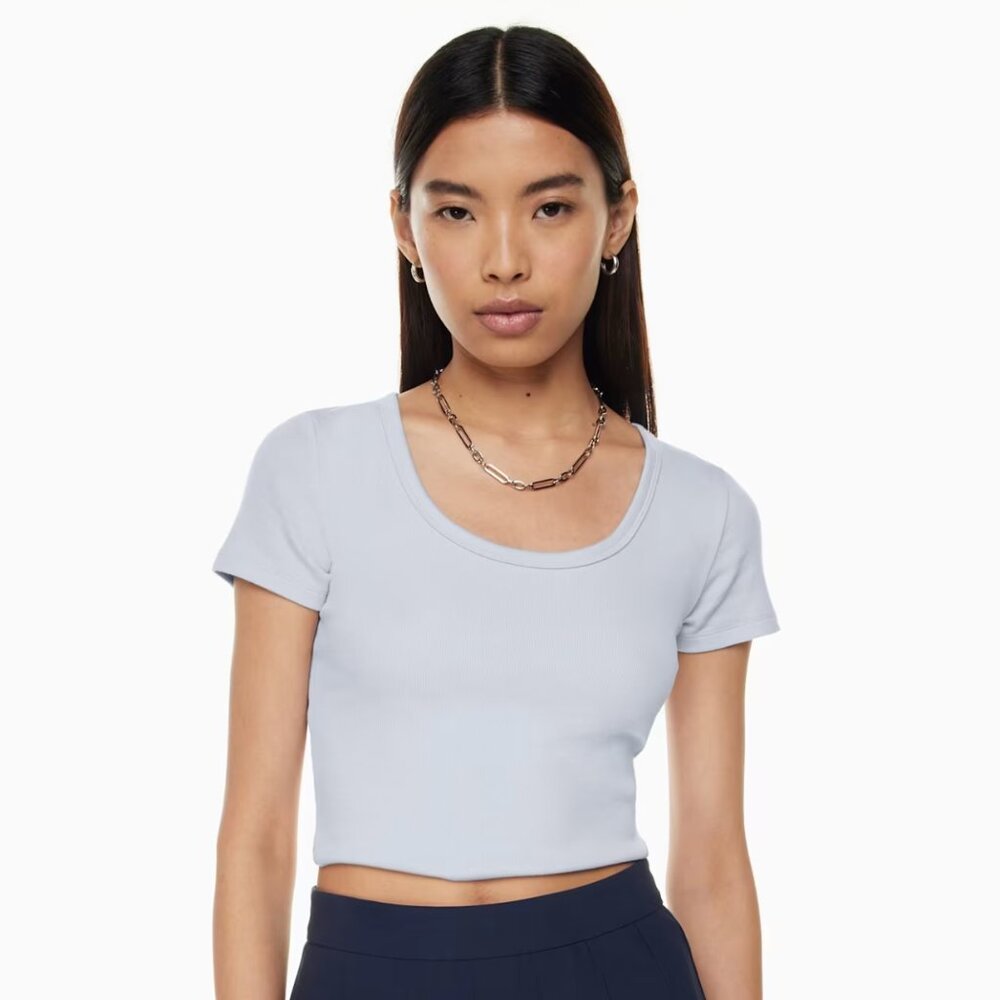 Aritzia Baby Blue Scoop-neck T-Shirt | Carey T-Shirt | Size S